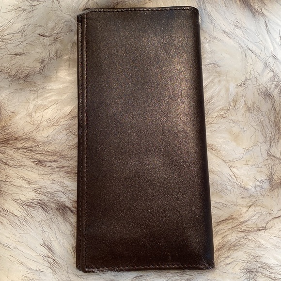 ✔️Christian Dior Vintage Brown Leather Bi-fold Checkbook ID Credit Card  Case - Picture 5 of 13